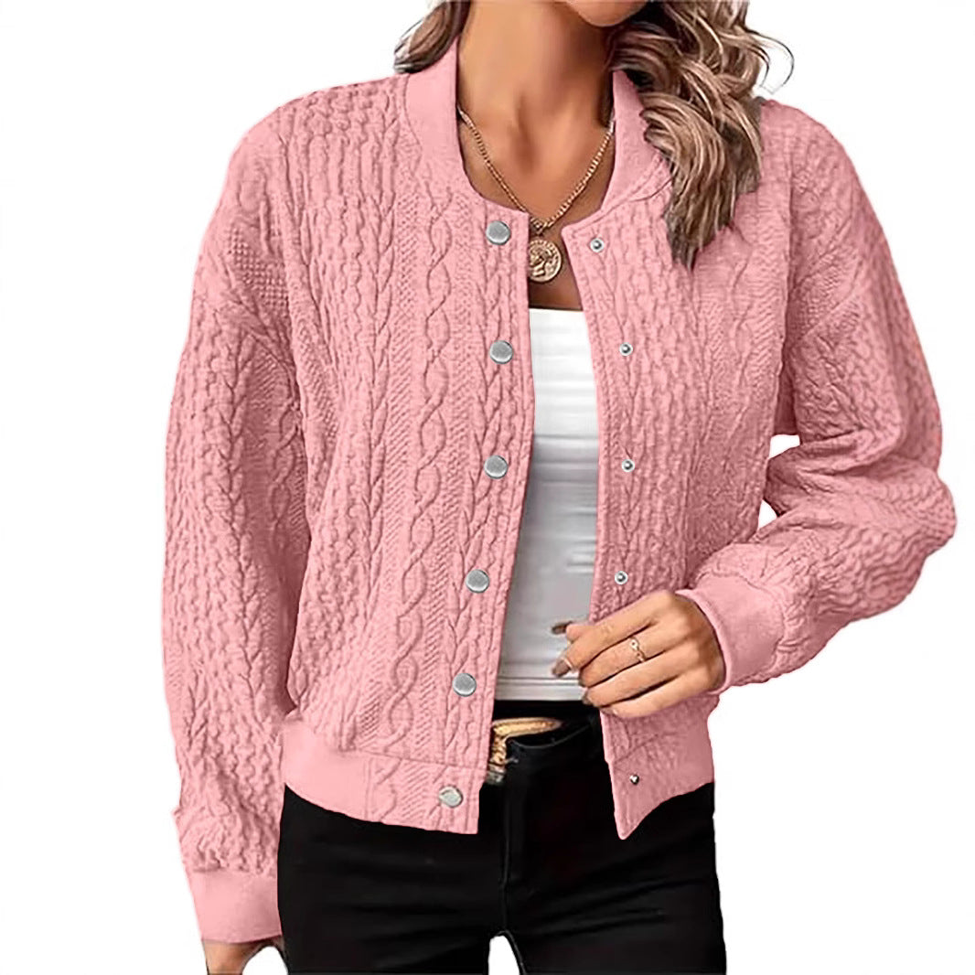 Knitted jacket for women with textured surface and button closure Lune London
