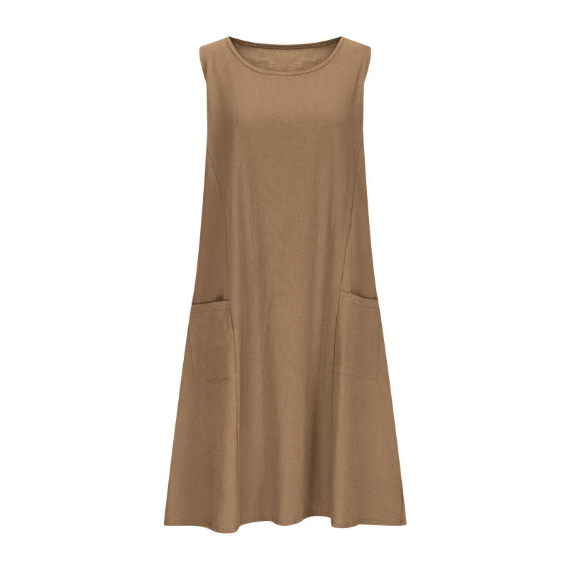 Women's Casual Sleeveless Dress with Double Pockets Lune London