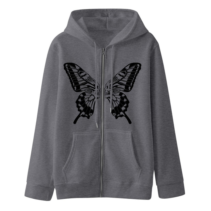 Women's hoodie sweatshirt jacket with unique butterfly print Lune London