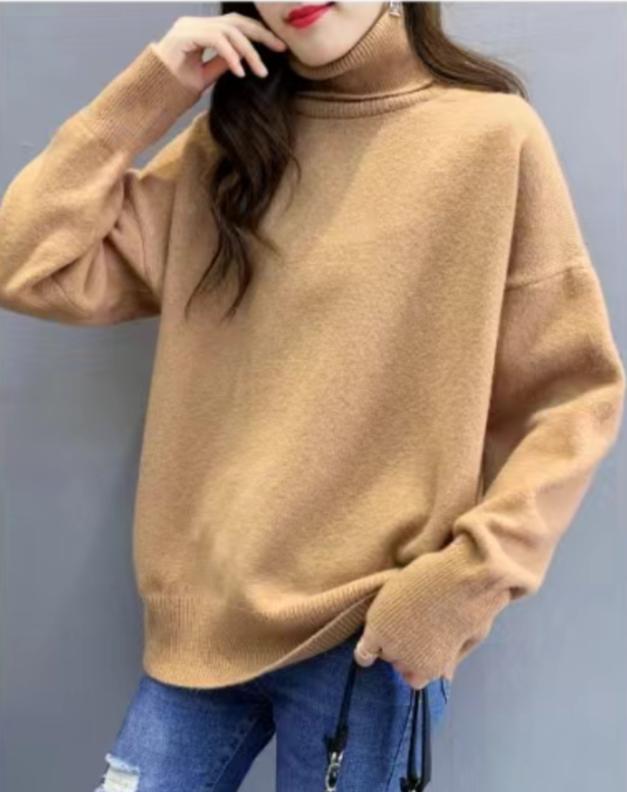 Women Oversized High Neck Sweater with Puffed Sleeves Lune London