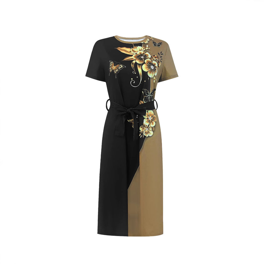 Floral print wrap dress for women with tie belt Lune London
