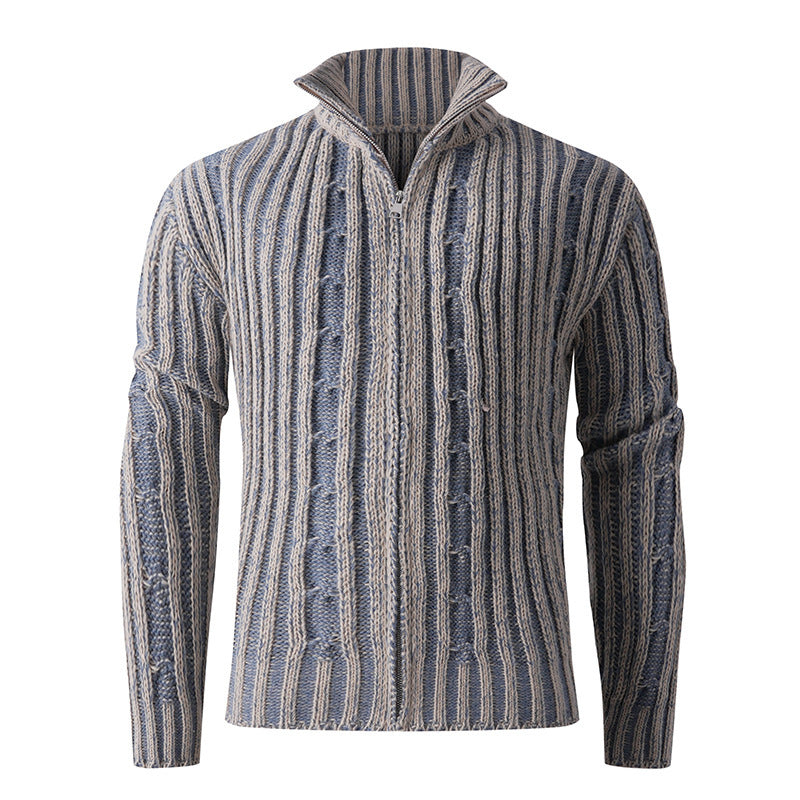 Fashionable knit jacket for men with high zipper and unique pattern Lune London