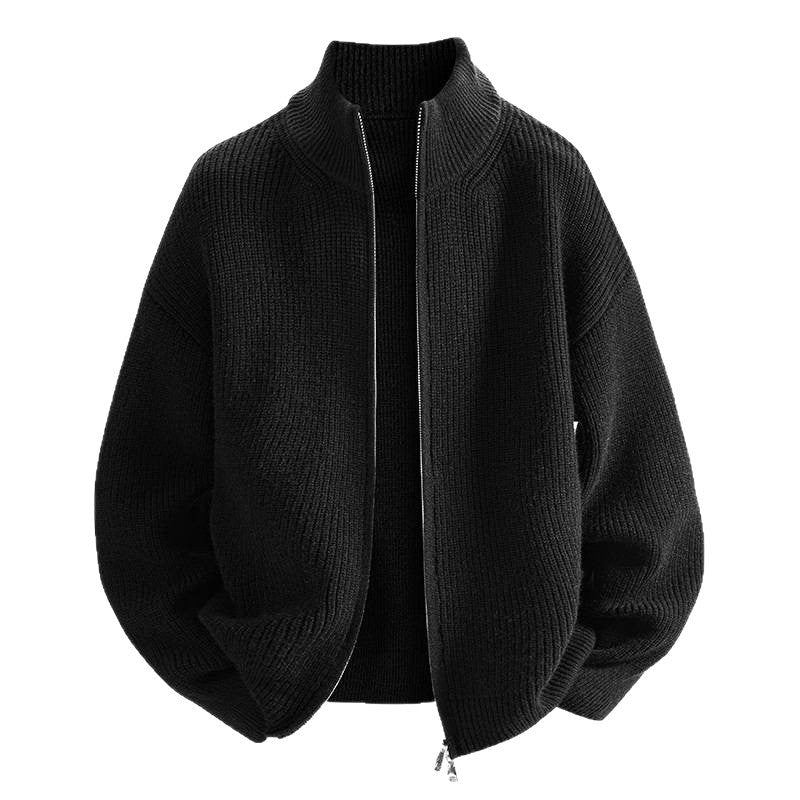Trendy knit jacket for women with high collar and zip Lune London