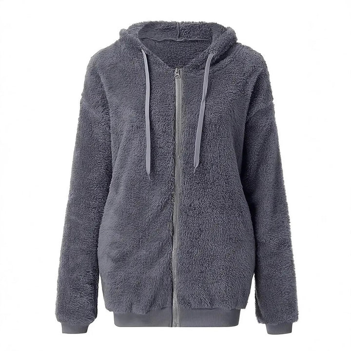 Ladies Soft Hooded Jacket with Zipper Closure and Chic Practical Design