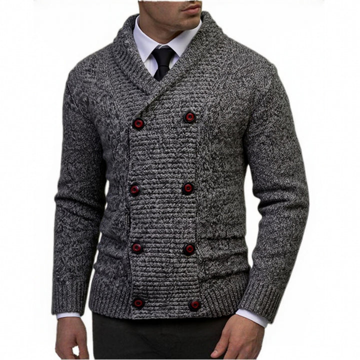 Elegant knitted sweater for men with double button closure and structured design Lune London