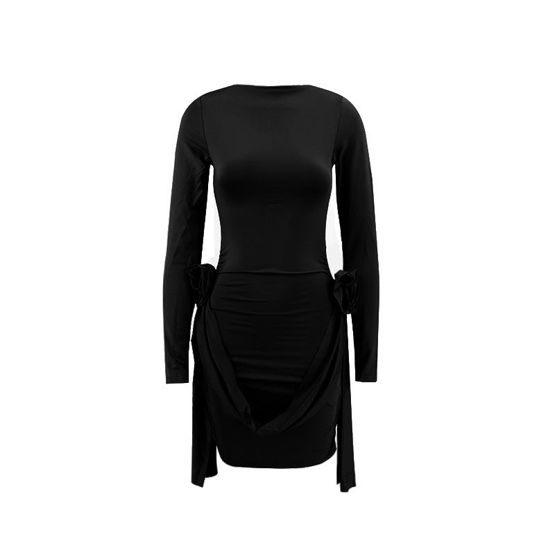 Fitted dress for women with ruffle details and long sleeves Lune London
