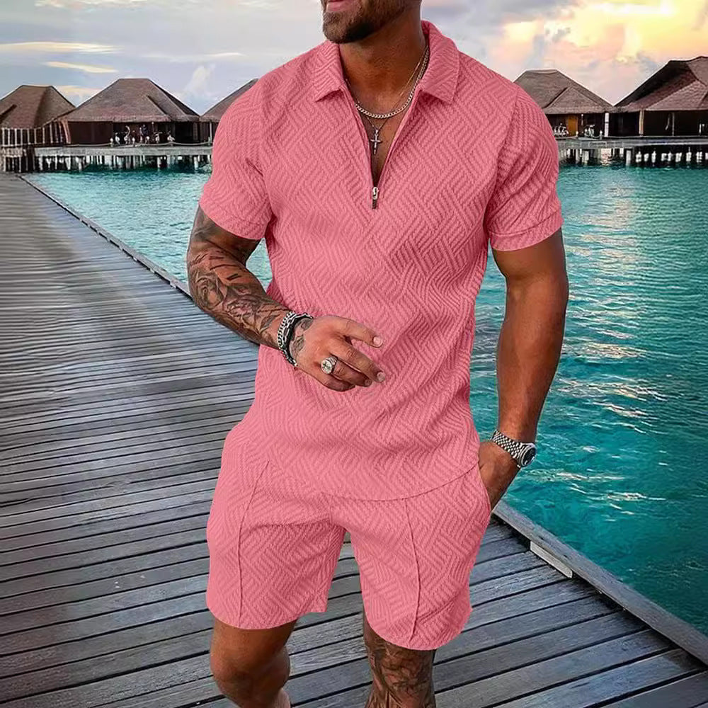 Trendy short jumpsuit for men with a textured design Lune London