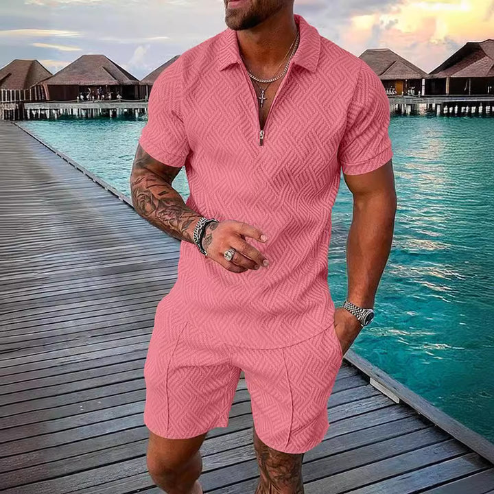 Trendy short jumpsuit for men with a textured design Lune London