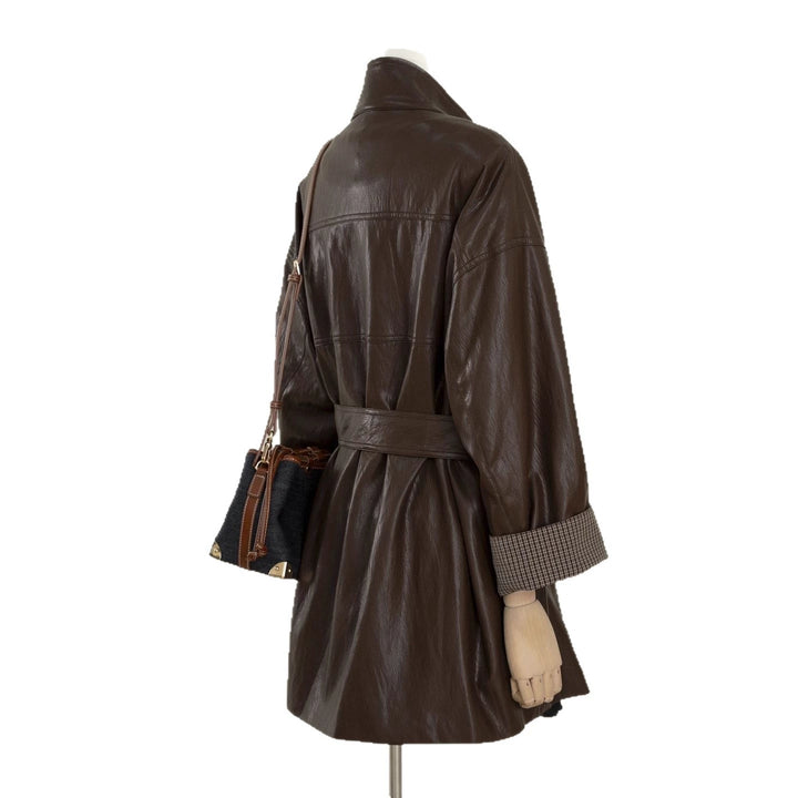 Women's Leather Trench Short