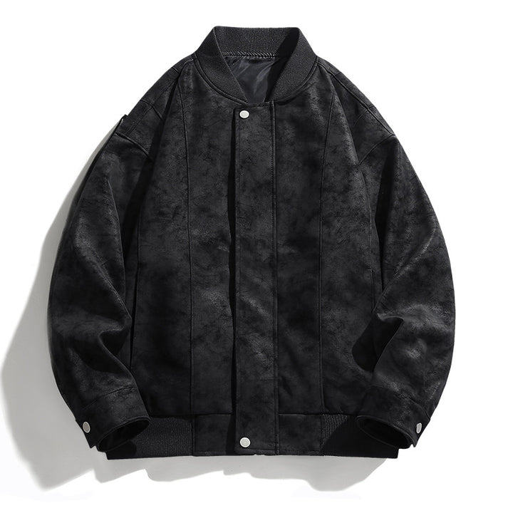 Suede bomber jacket for men with sporty elements Lune London