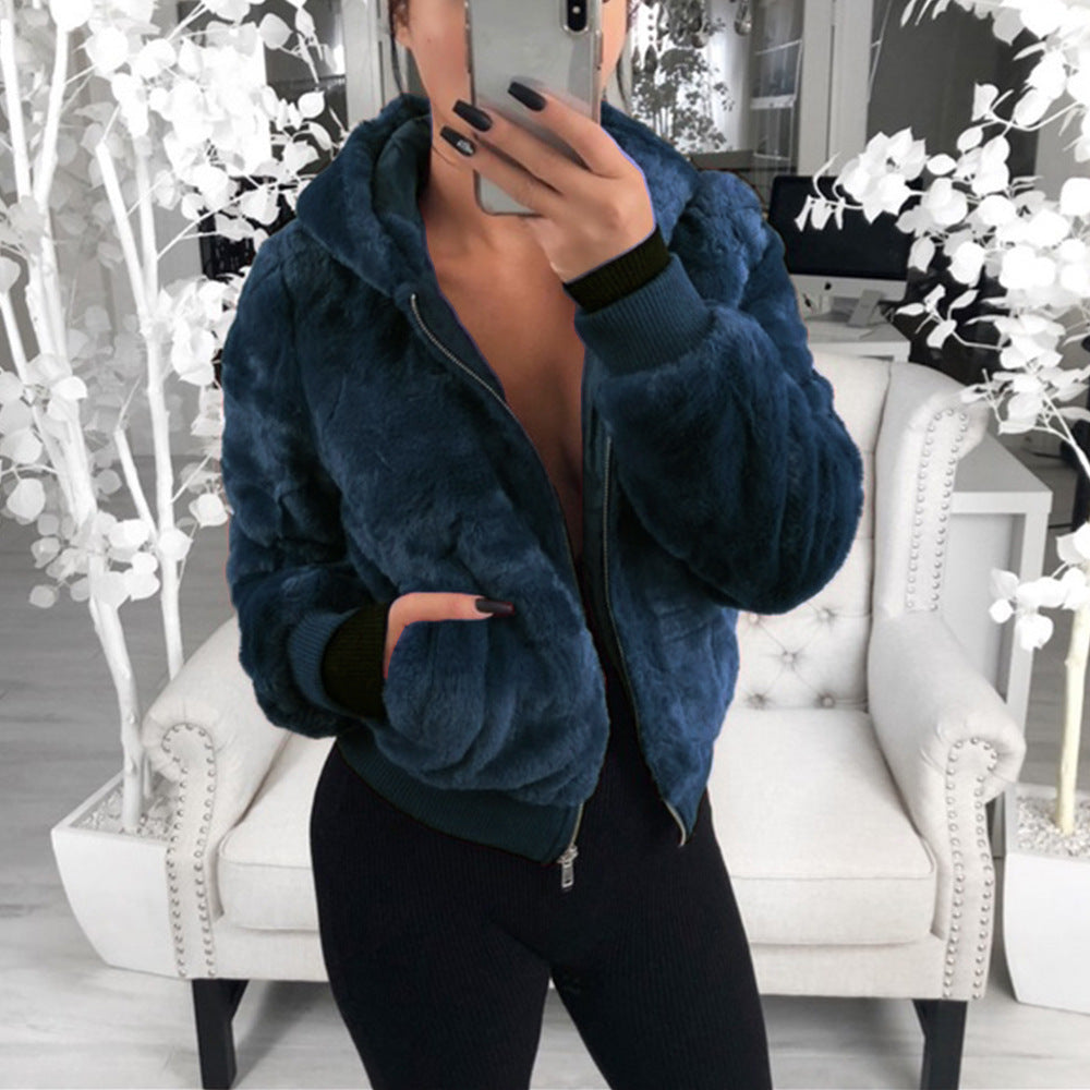 Ladies Lune London Faux Fur Bomber Jacket