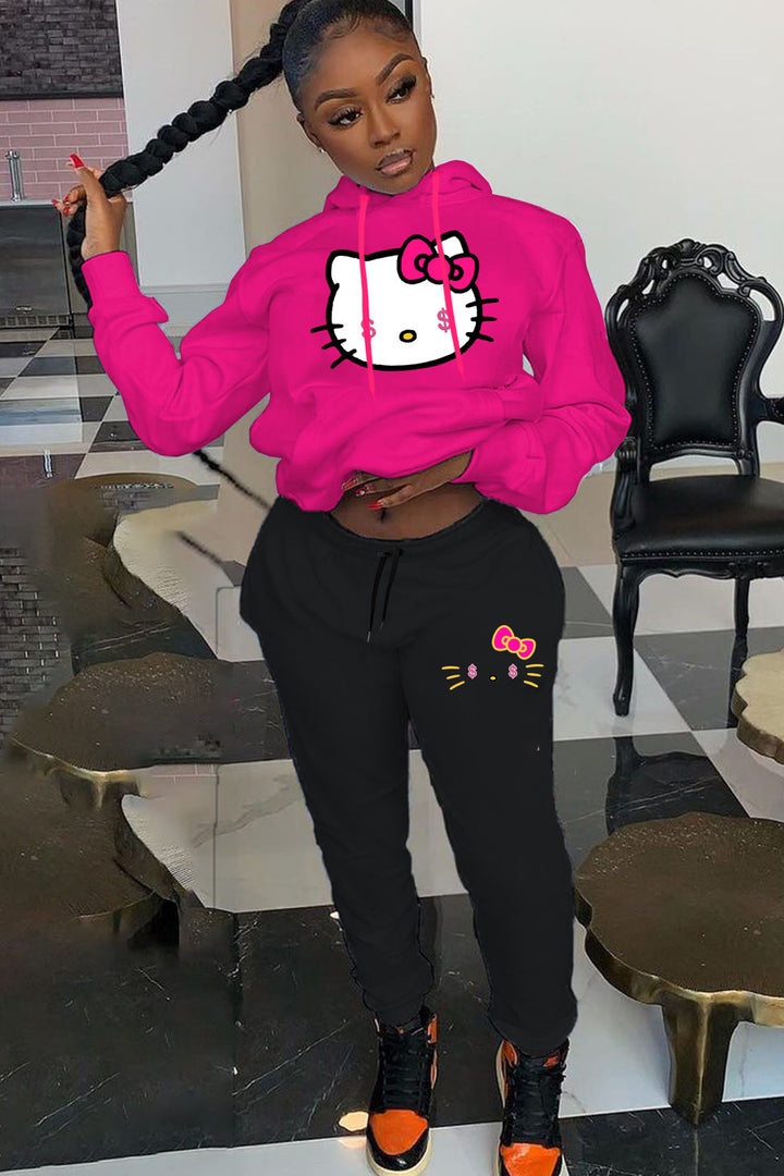 Women's hoodie and jogging pants set with a creative Hello Kitty pattern Lune London