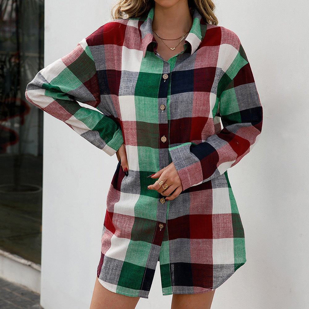 Plaid shirt dress for women in high-quality material with long sleeves Lune London
