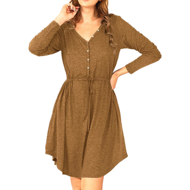 Casual wrap dress for women with button details and drawstring waist Lune London