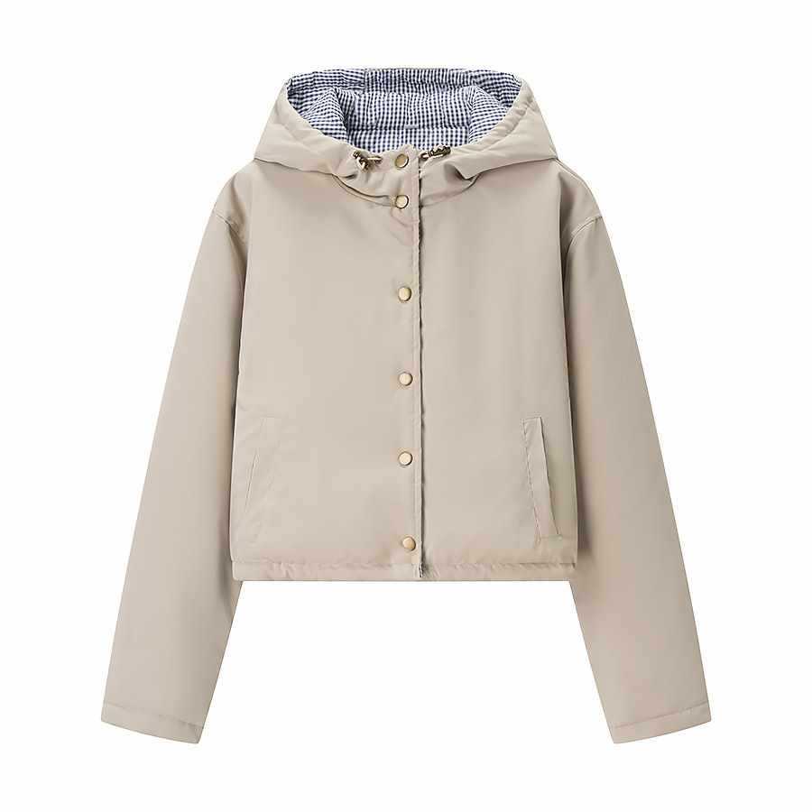 Casual transition jacket for women with hood and snap button closure Lune London