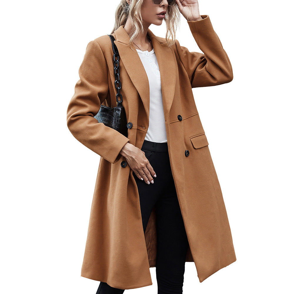 Elegant reversible coat for women with lapel collar and double-breasted buttons Lune London