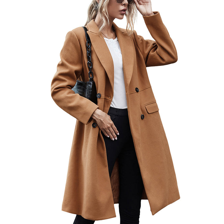 Elegant reversible coat for women with lapel collar and double-breasted buttons Lune London