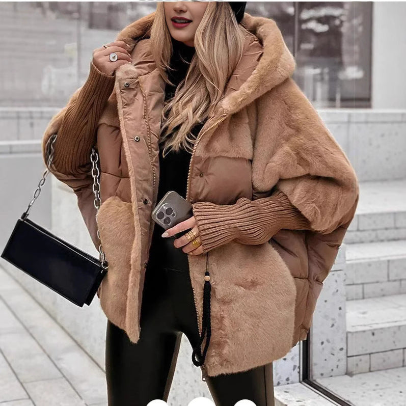 Functional jacket for women with attractive fur elements and hood Lune London