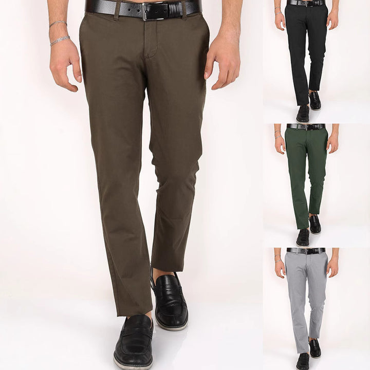 Classic chino pants for men with a slim fit and elastic waist Lune London