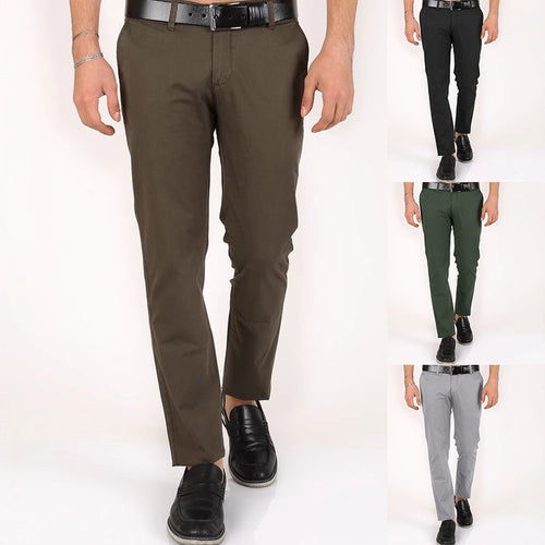 Classic chino pants for men with a slim fit and elastic waist Lune London