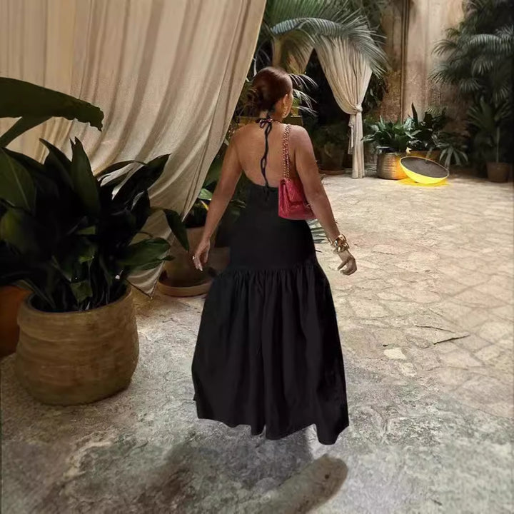 Ladies Elegant Beach Dress with Side Split and Deep V Neck Lune London