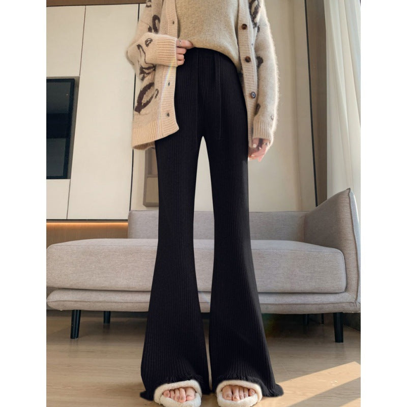 Comfortable ribbed knit pants for women with wide legs Lune London