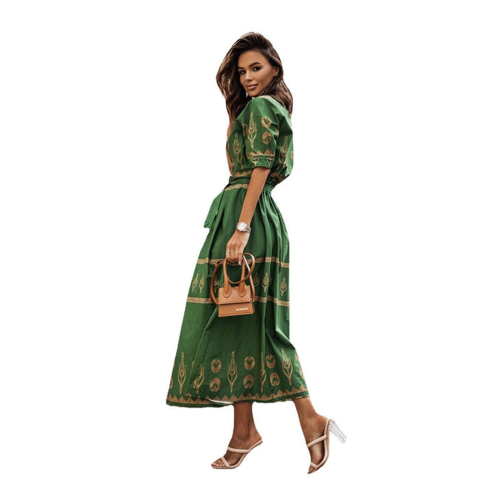 Elegant Woman Printed Shirt Dress Lune London