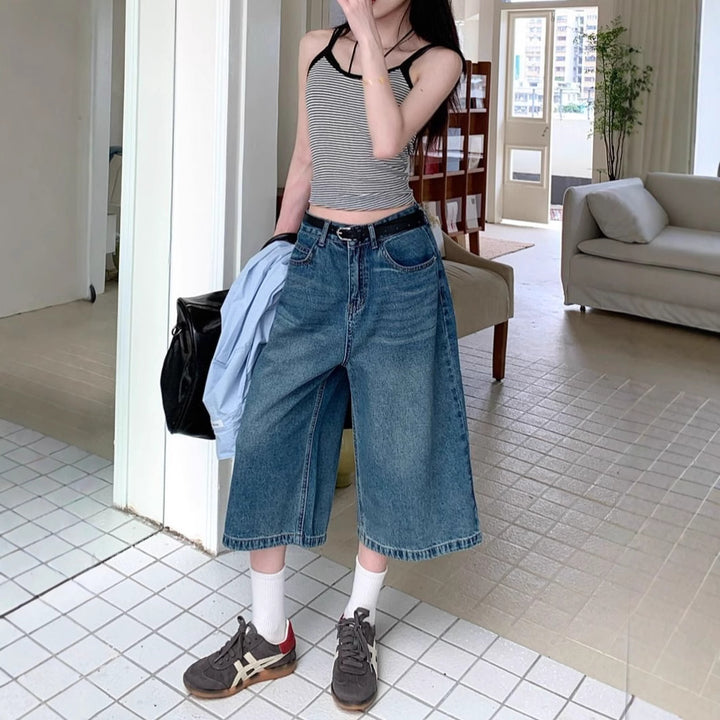 Jeans culottes Chic & Stil pour femmes à coupe ample