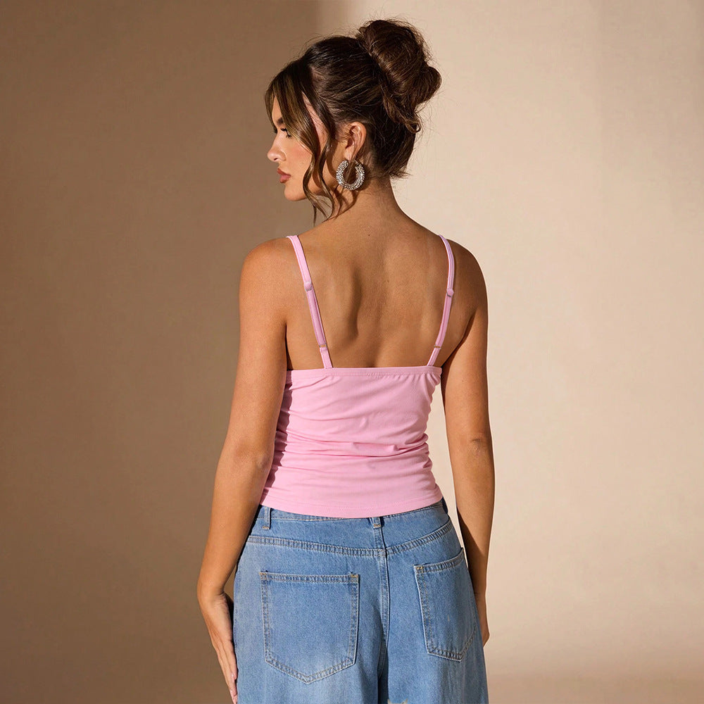 Sleeveless top for women with deep V-neck and trendy spaghetti straps Chic & Stil