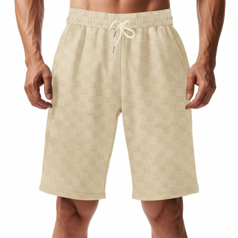 Casual beach shorts for men with elastic waistband and modern checked pattern Lune London