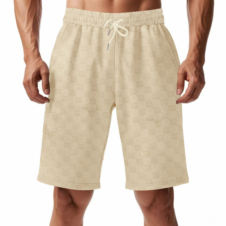 Casual beach shorts for men with elastic waistband and modern checked pattern Lune London