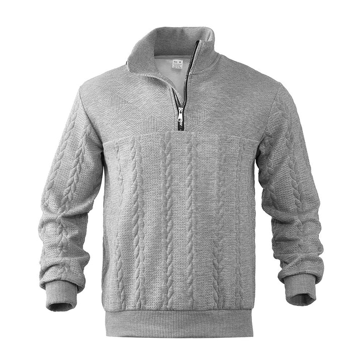 Sporty fleece pullover for men with high collar and stylish braided design Lune London