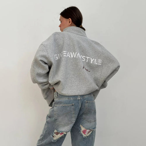 Oversized casual jacket for women with urban inscription Lune London