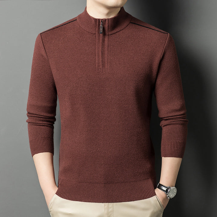 Elegant high collar sweater for men with half-zip closure Lune London