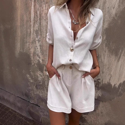 Casual jumpsuit set for women with button top and elastic waist Lune London