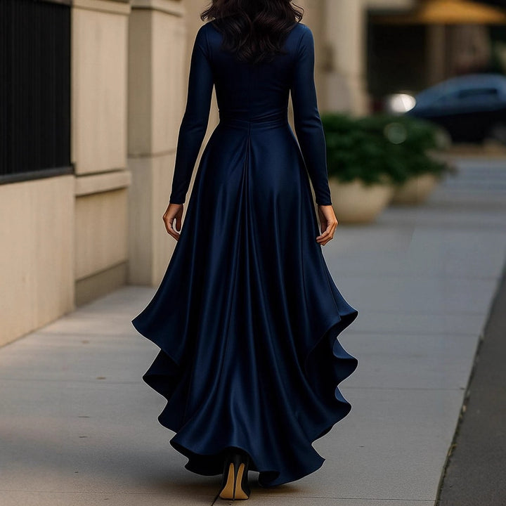 Women Elegant Wrap Dress with Ruffles and Layered Hem Lune London