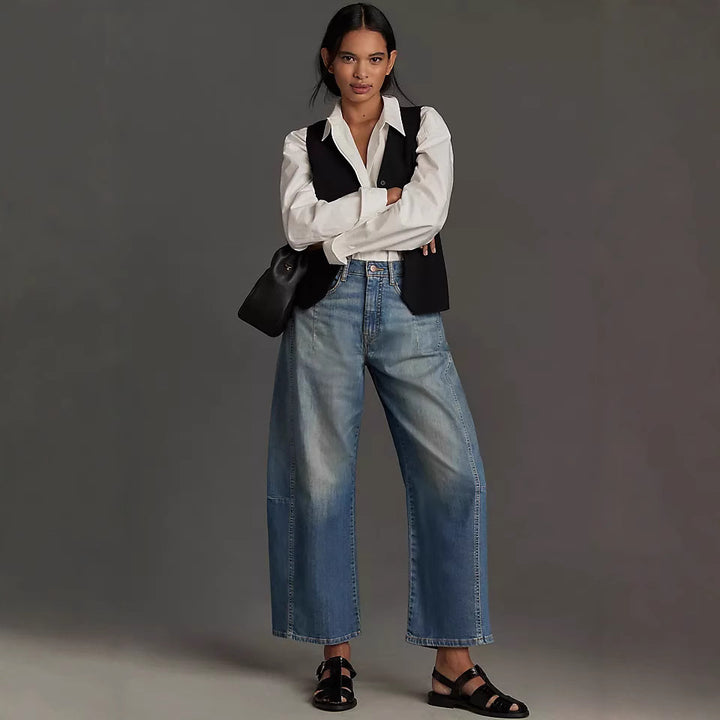 Women's wide denim pants in a modern cut with a high waistband Lune London
