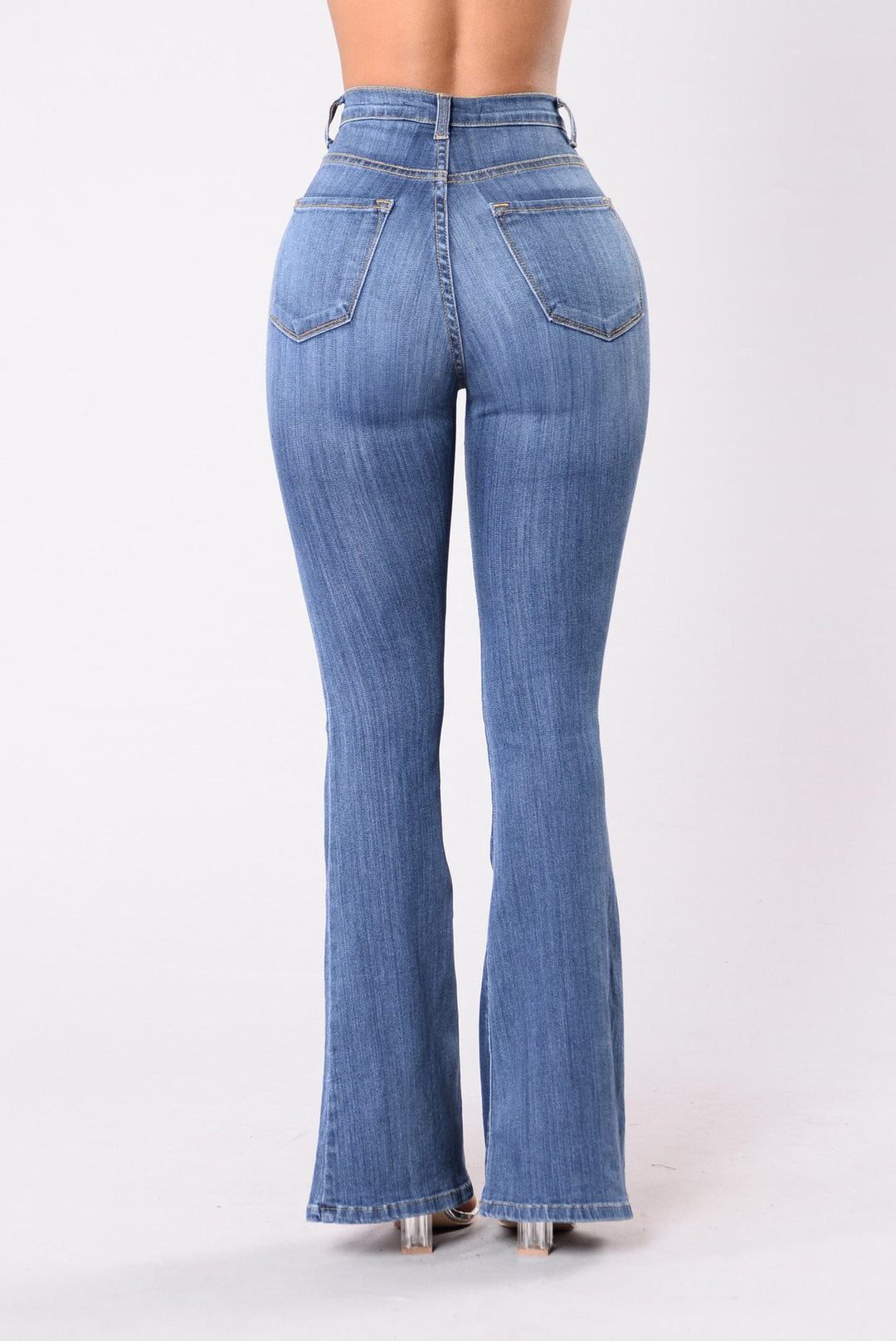 High waist bootcut jeans for women with vintage effects Lune London
