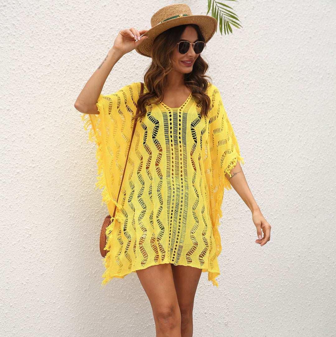 Ladies Breezy Crochet Beach Cover Poncho Lune London