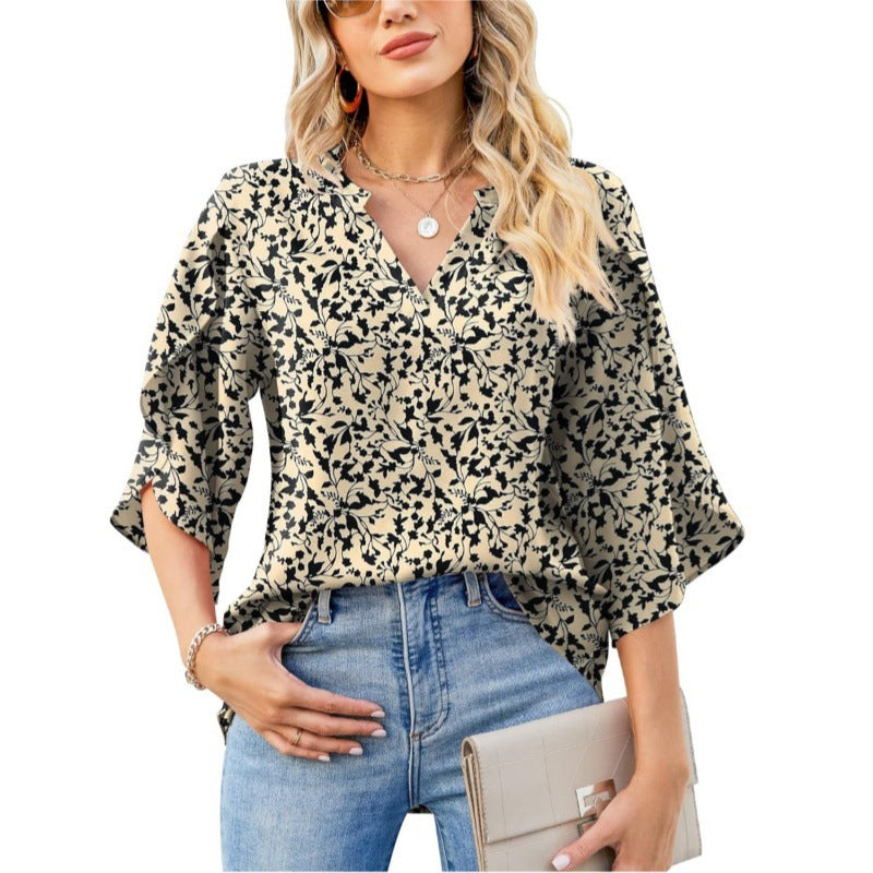 Lune London V neck floral print blouse