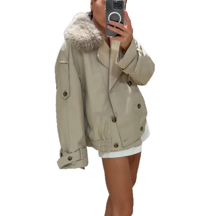 Elegant women's outdoor jacket with faux fur collar Lune London
