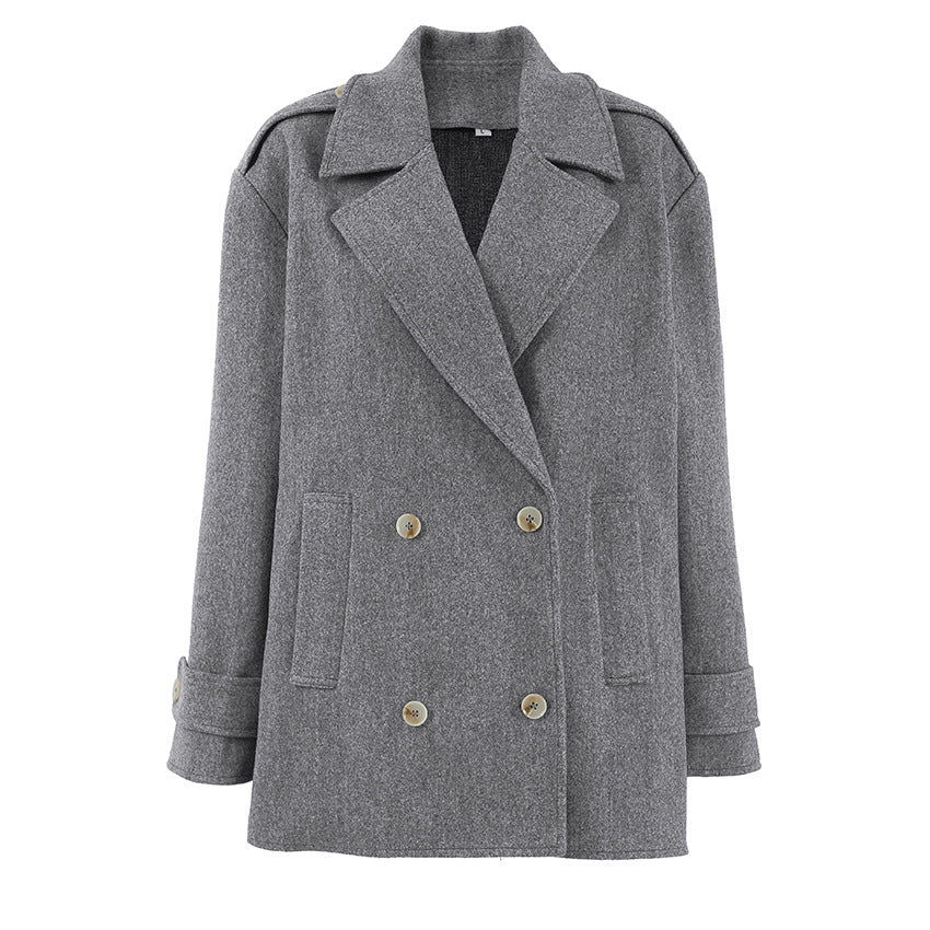Oversized wool blazer jacket for women with double-breasted buttons Lune London