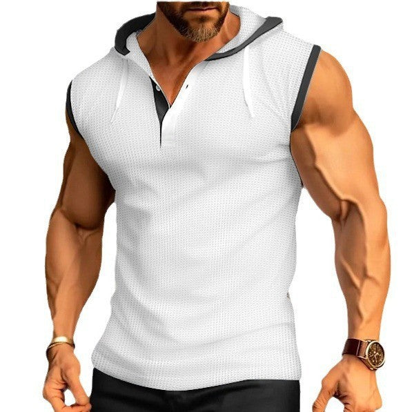 Sleeveless polo for men with modern cut and practical hood Lune London