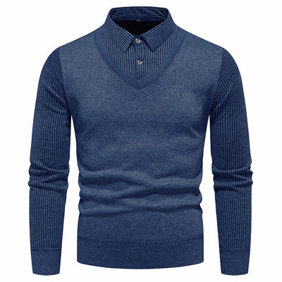 Elegant knitted sweater for men with V-neck and structured sleeves Lune London