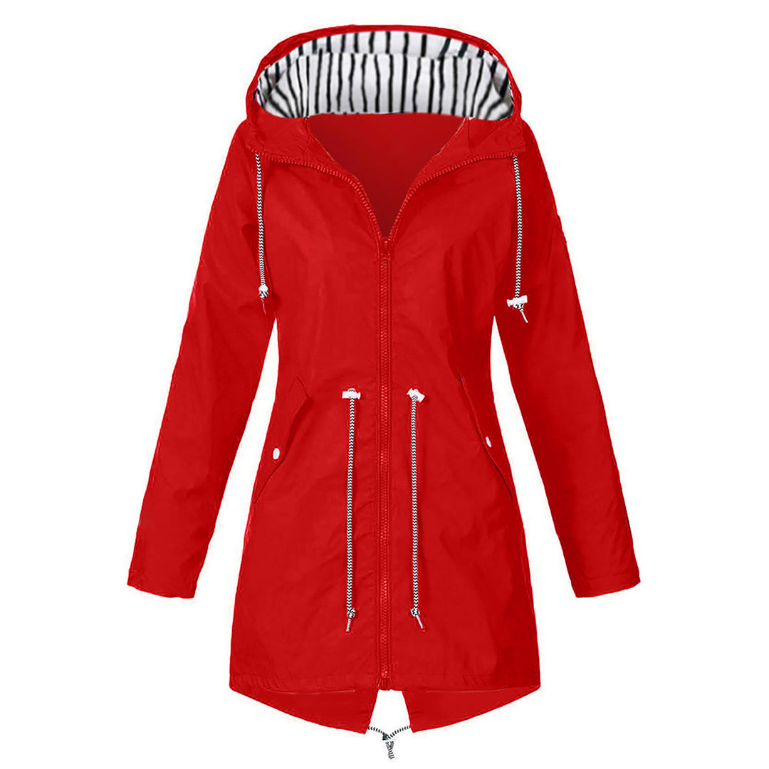 Water-resistant leisure jacket for women with adjustable hood collar and functional pockets Lune London