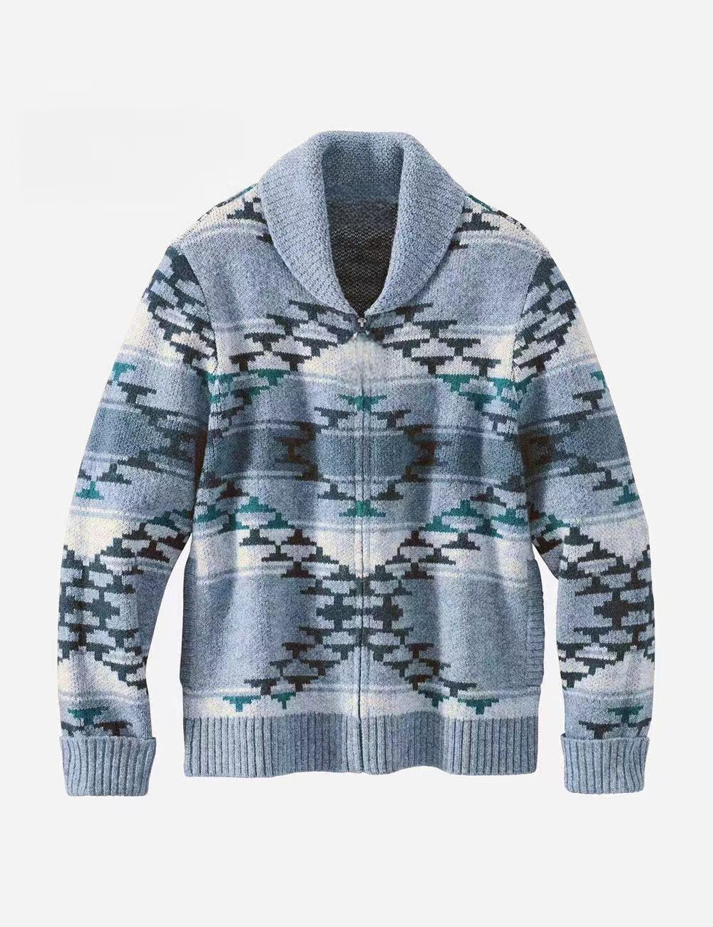 Ladies comfortable vest with high collar and geometric pattern Lune London