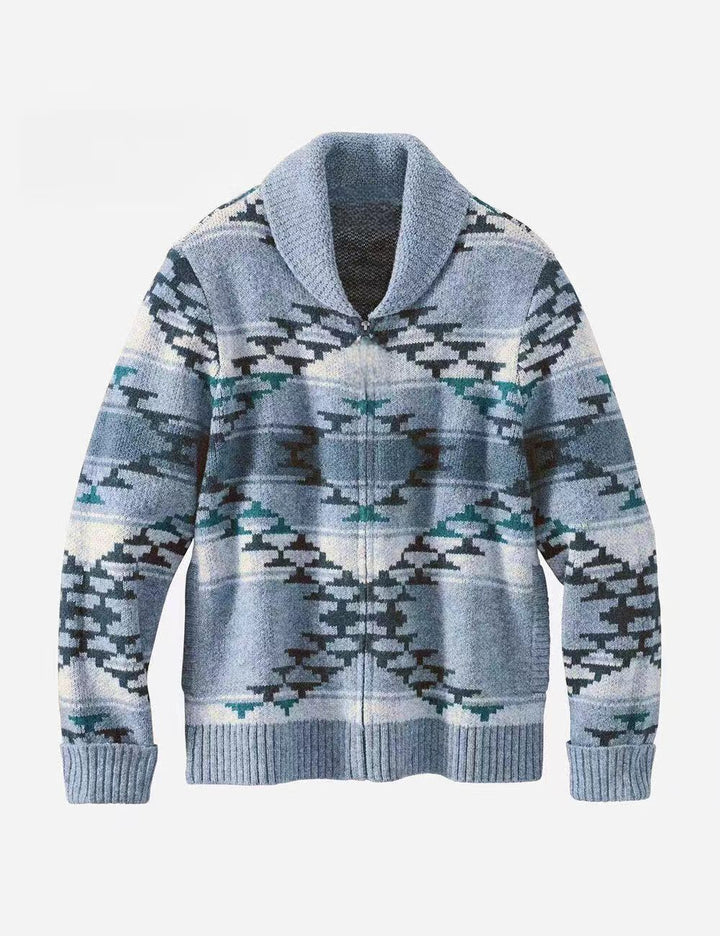 Ladies comfortable vest with high collar and geometric pattern Lune London