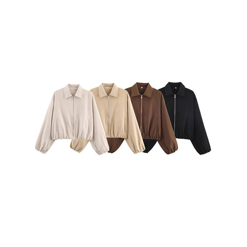 Transitional jacket for women with elastic waist and high collar Lune London