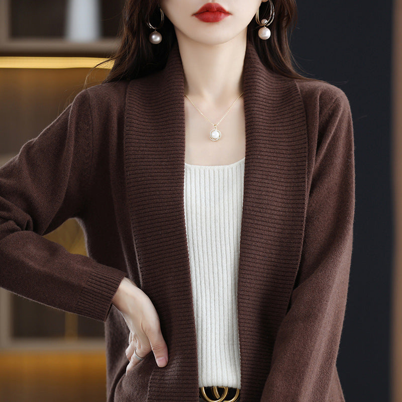 Cardigan for women with elegant ribbed structures and an open cut Lune London