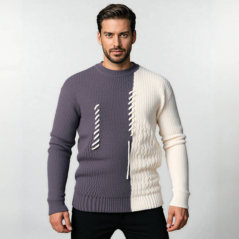 Men's knit sweater with modern structured design and contrasting patterns Lune London